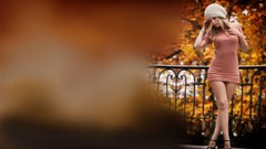 Autumn woman hats fences legs