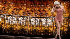 Autumn woman legs blondes