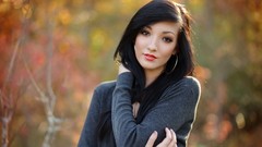 Autumn woman piercing brunettes models portraits