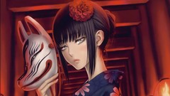 Avatar: The Last Airbender kimono masks bangs black hair flower 