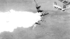 B-24 Liberator burning plane
