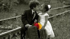Baby kissing selective coloring