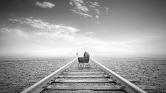 Baby lonely railroad tracks stroller deserts railroads