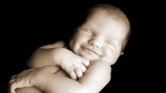 Baby monochrome smiling