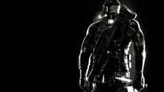 Back view monochrome warrior