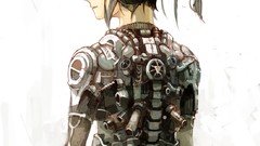 Back white background anime girls artwork bodysuits