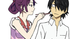 Bakemonogatari purple hair senjougahara