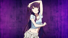 Bakemonogatari senjougahara hitagi purple background 