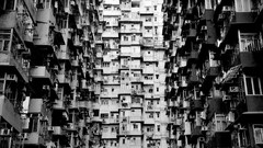 Balcony monochrome houses urban cities grayscale