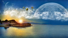 Balloon ride Landscapes moon