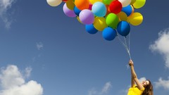 Balloons colors blondes smiling skies