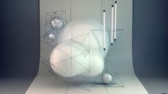 Balls abstract pyramids geometry hexagons shapes Neon lights 