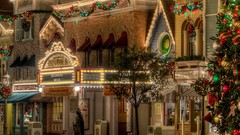 Balls light architecture Christmas trees buildings HDR 