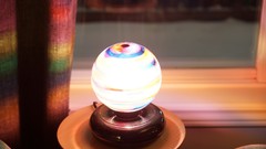 Balls light colors spheres rainbows window panes