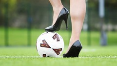 Balls woman legs soccer high heels soccer balls