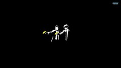 Bananas black background Pulp Fiction minimalistic banksy