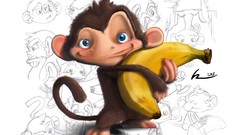 Bananas funny monkeys drawings artwork