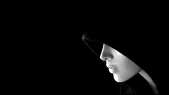 Band black background monochrome hooded