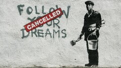 banksy artwork graffiti wall Men selective coloring