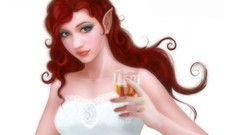 Bare shoulders fantasy art Simple Background