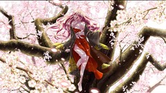 Barefoot anime girls vocaloid megurine luka cherry blossoms 