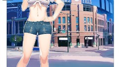 Baseball Anime Shorts red eyes blue hair anime girls idolmaster 