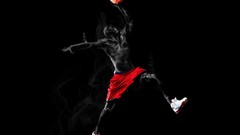 Basketball Michael Jordan jumping arms raised