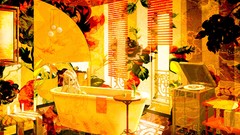 Bath bathing anime girls artwork