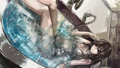 Bathing anime girls artwork