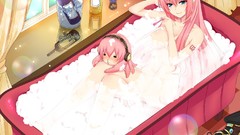 Bathing pink hair long hair blue eyes vocaloid megurine luka 