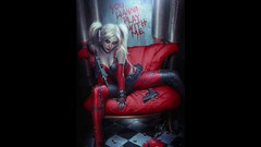 Batman black background fan art harley quinn dc comics