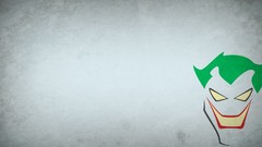 Batman faces the joker minimalistic grey background blo0p 