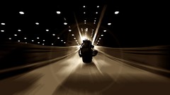Batman lights roads monochrome artwork motorbikes Batman The 