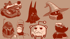 Batman Robocop Popeye beard cartoons Final Fantasy animation 