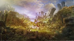 Battle of the immortals fantasy art fictional landscapes