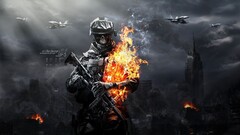 battlefield 3 video games skull fire video game art PC gaming ea