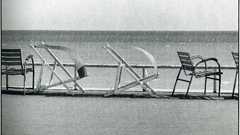 Beach chairs monochrome nature