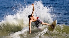 Beach Men surfing waves male surfers