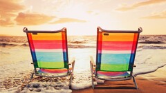 beach Sea chair sky colorful