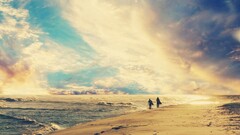 beach Sea sky clouds landscape nature water sand