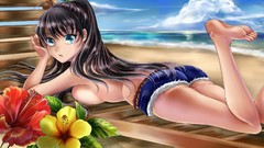Beaches barefoot anime girls idolmaster ganaha hibiki