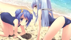 Beaches blue hair flyable heart megumi game cg school swimsuits