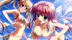 Beaches blush anime girls hentai swimsuits beach girls