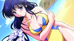 Beaches bows blush blue hair blue eyes ecchi swimsuits