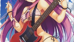 Beaches guitars smiling long hair anime girls angel beats 
