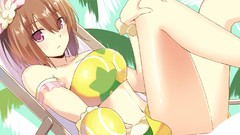 Beaches legs pink eyes brunettes bikini hair ornaments