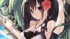 Beaches long hair black hair summer dress