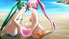 Beaches pink hair hatsune miku vocaloid megurine luka ponytails 