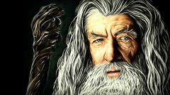 Beard staff Gandalf Wizards artwork the lord of the rings 