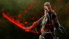 Beard Swords flames bleach artwork Yamamoto Genryusai Shigekuni 